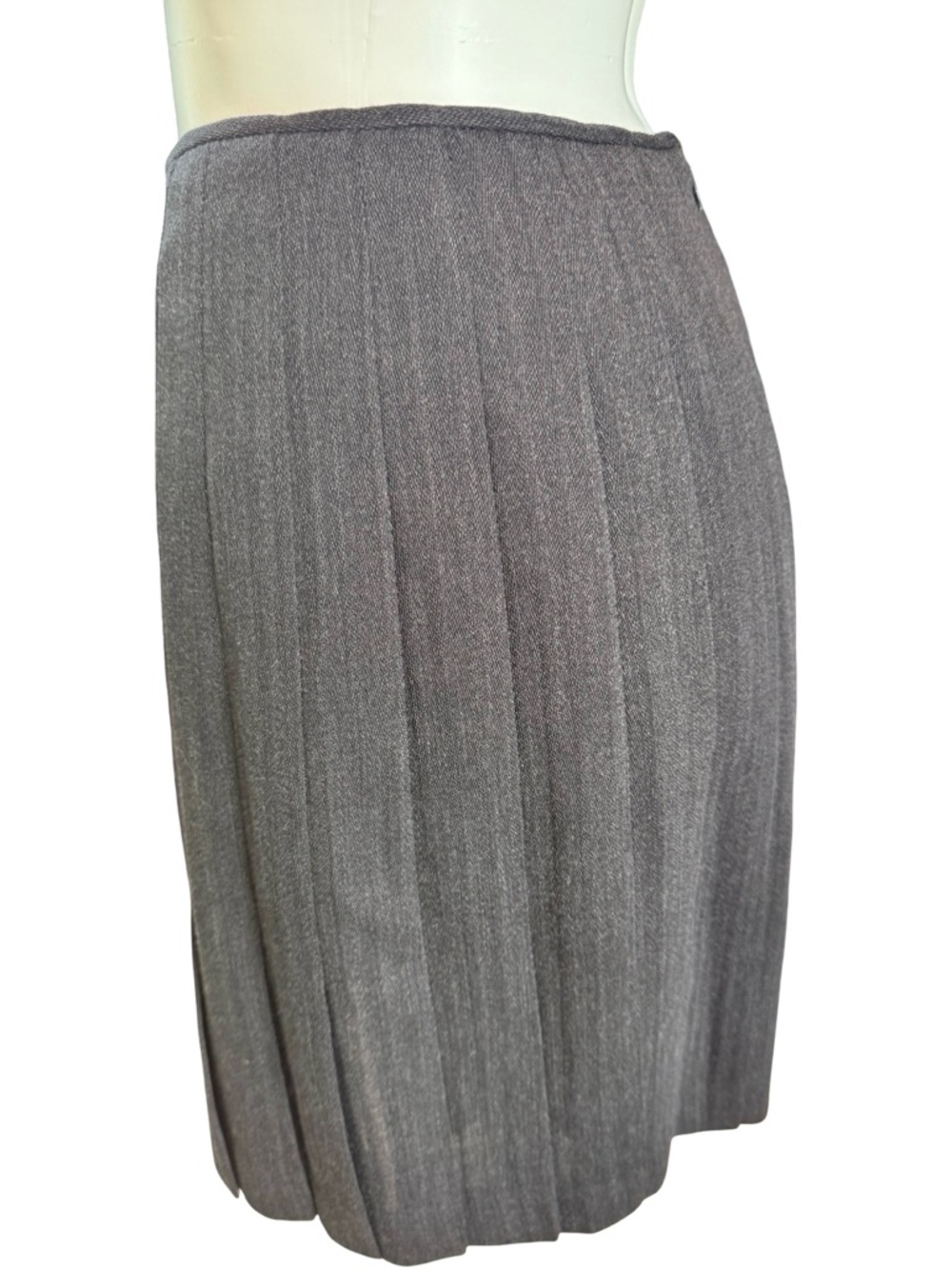 Vintage Wool Gray Pleated Skirt Office-core 8 Petite